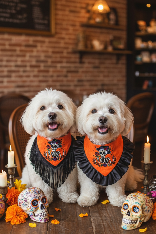 Día de los Muertos Glow-in-the-Dark Reversible Dog Bandanna