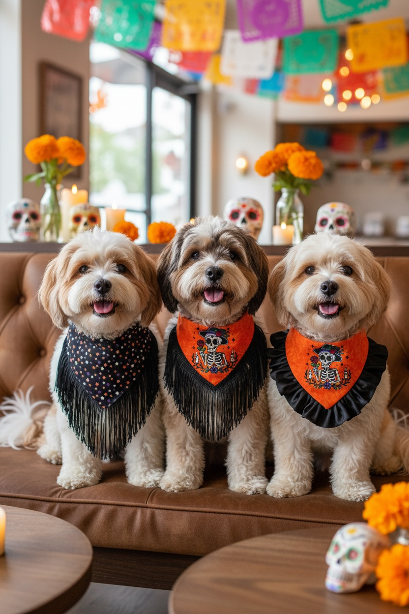 Día de los Muertos Glow-in-the-Dark Reversible Dog Bandanna