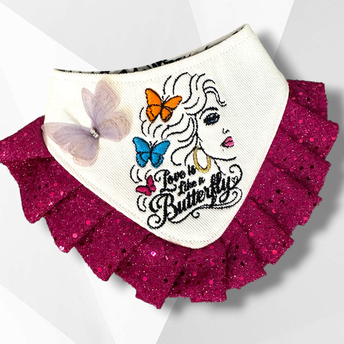 Dolly Parton Tribute – Reversible Embroidered Couture Dog Bandana